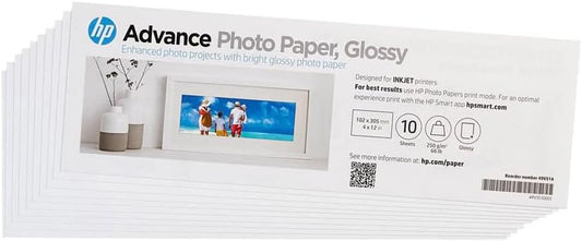 HP Advanced Photo Paper, Glossy, 4x12 in, 10 sheets (49V51A)
