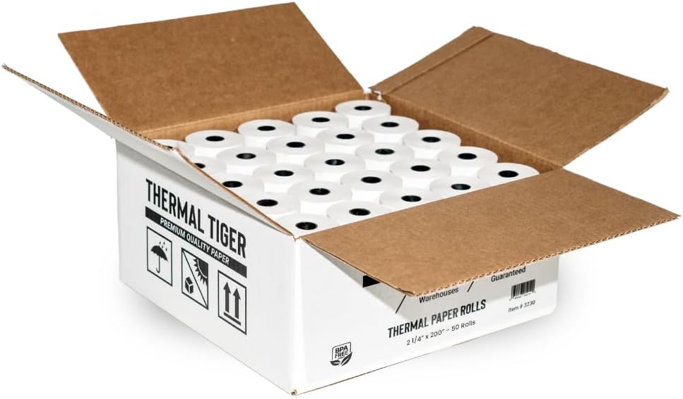 2 1/4 X 200 Thermal Paper Rolls (50 Rolls/Box) – BPA-Free Rolls for POS Systems, Cash Registers & Credit Card Machines