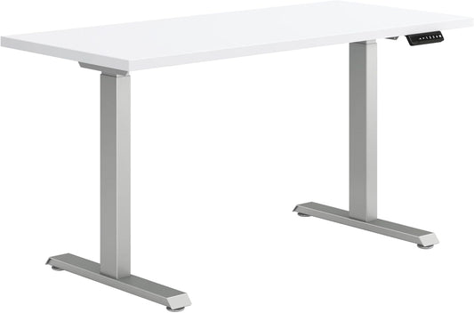 HON Coze Electric Standing Desk Adjustable Height, Coordinate Height Adjustable Desk, 54", White Top, Silver Base