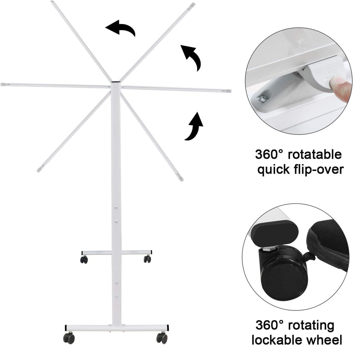 H-Qprobd 60"x48" Mobile Whiteboard Double-Sided Magnetic Dry Erase Board on Wheels - Comercial Rolling White Boards with Sturdy Stand for Home, Office & School