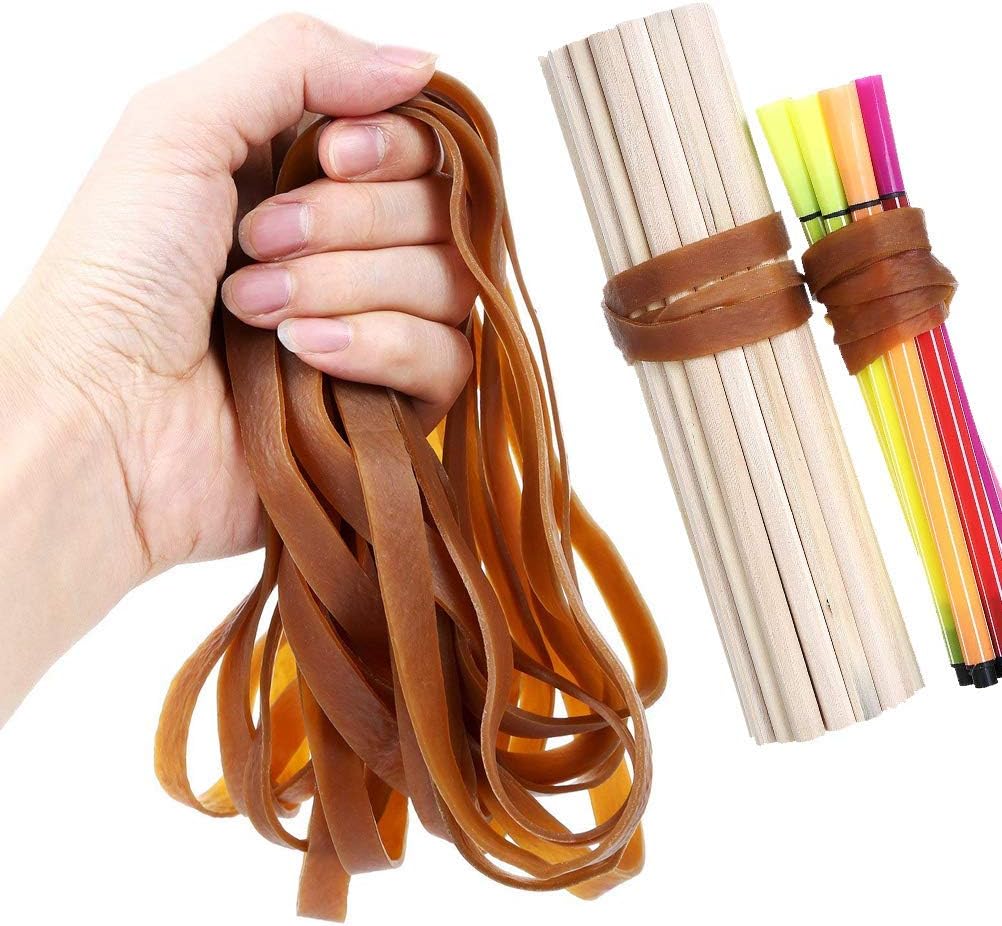 30pcs Large Rubber Bands Long 8inch Width 0.4 Inches Heavy Duty Natural Rubber Band Thickness 0.06 inches Strong Elastic Bands Cord for Office Supplies File Folders Trash
