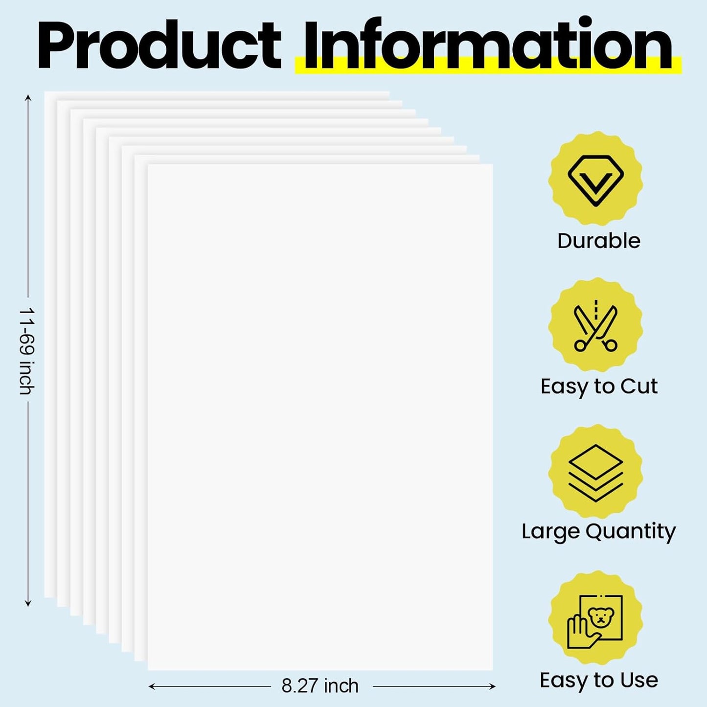 Harloon 500 Sheets Construction Paper Bulk Heavyweight A4 Size Thick Construction Paper Cardstock for DIY Craft Supplies (120 GSM,White)