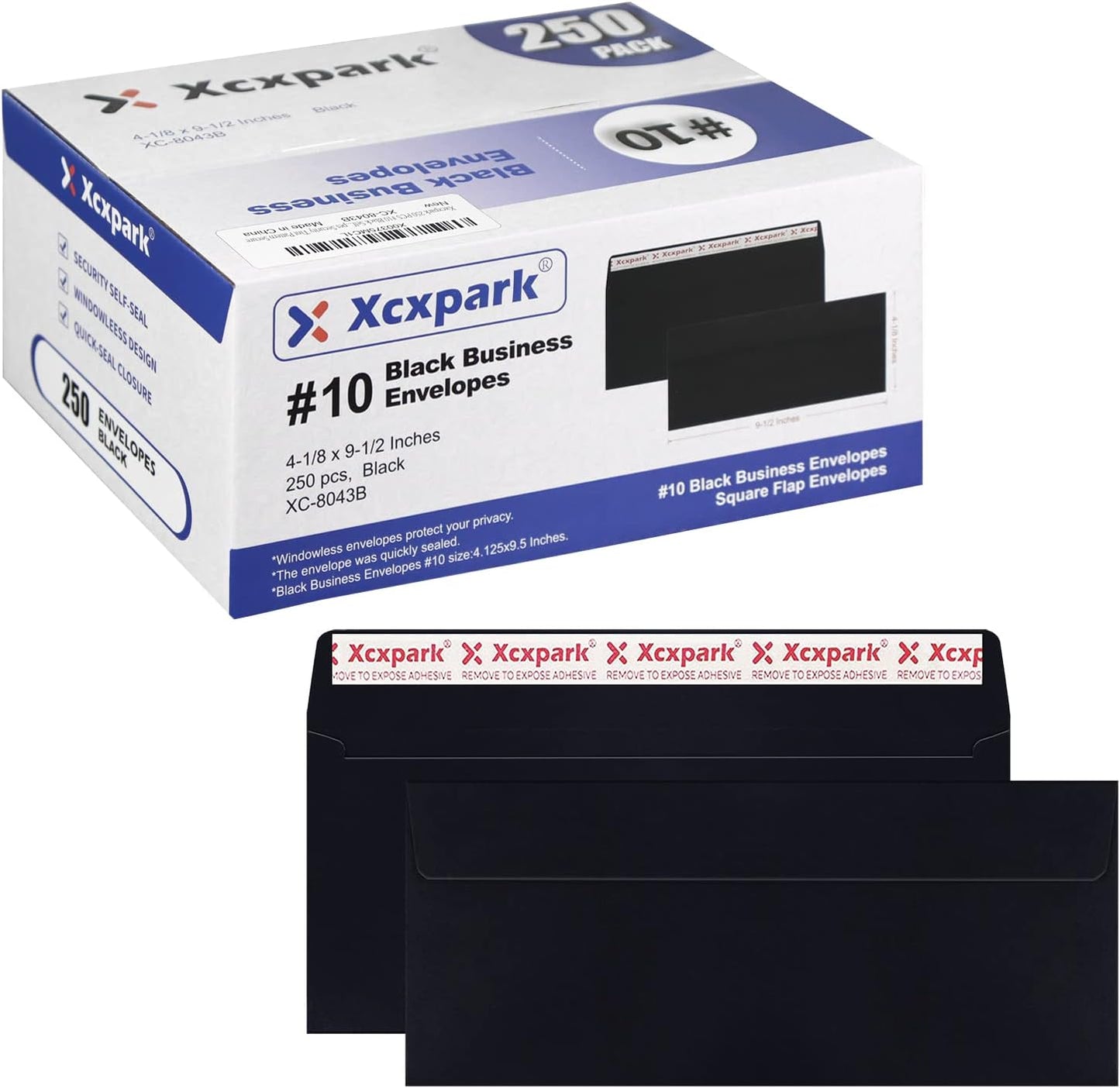 250 PCS #10 Black Self Seal Kraft 4-1/8 x 9-1/2 inches Security Envelopes, Windowless Invisible Envelopes Super Strong Quick Seal Envelopes Security Tint Pattern Secure
