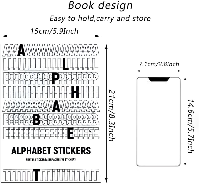 3456 Pcs 36 Sheets Colorful Alphabet Stickers Pad, 9 Colors Self Adhesive Letter Number Stickers Vinyl Waterproof Decals for Mailbox Gift Decoration Door Classroom Decor DIY Crafts