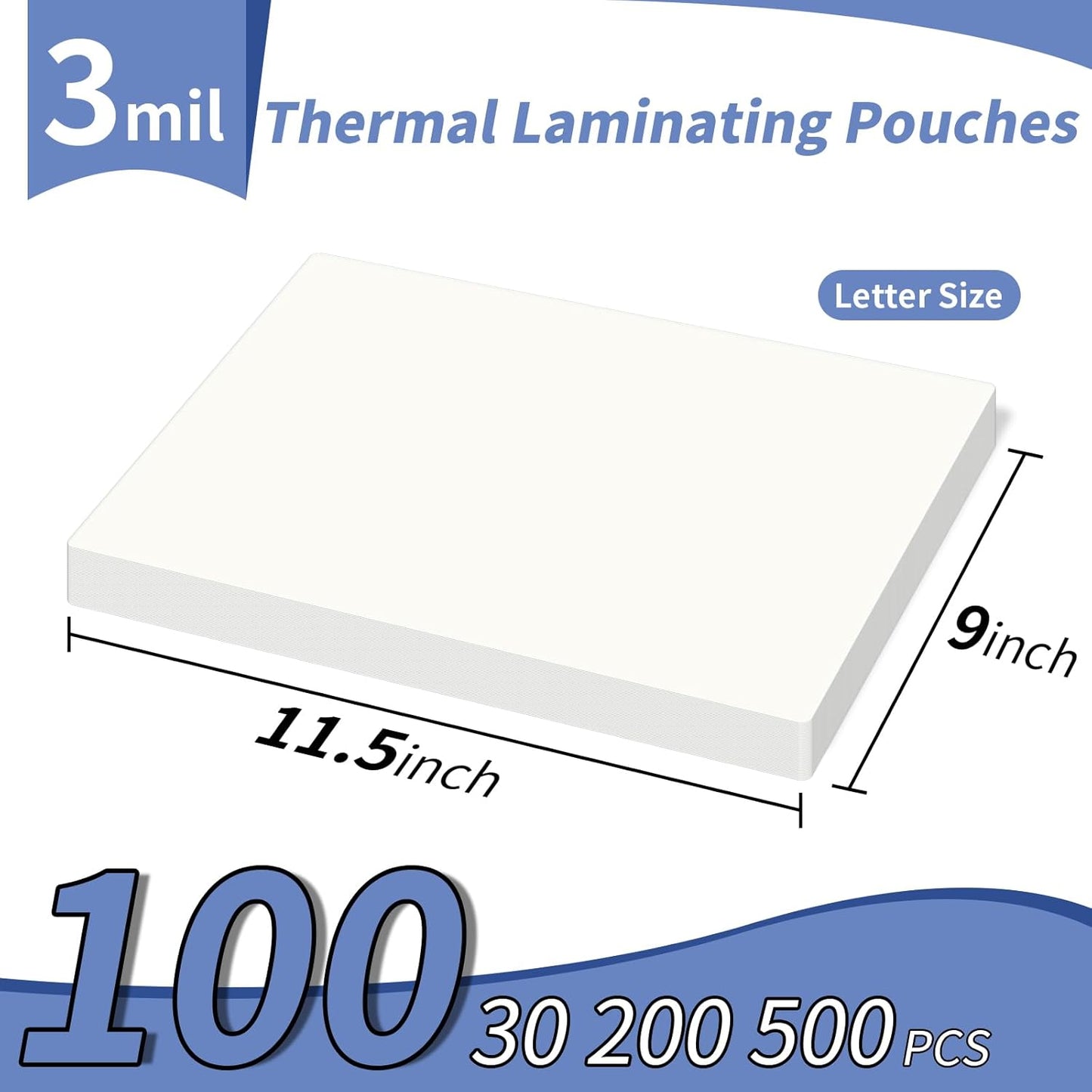 3 mil Thermal Laminating Sheets 100 Packs, 9” x 11.5” Clear Laminating Pouches Holds 8.5 x 11 Inch Sheet, Letter Size Lamination Paper for Laminator - Rounded Corner