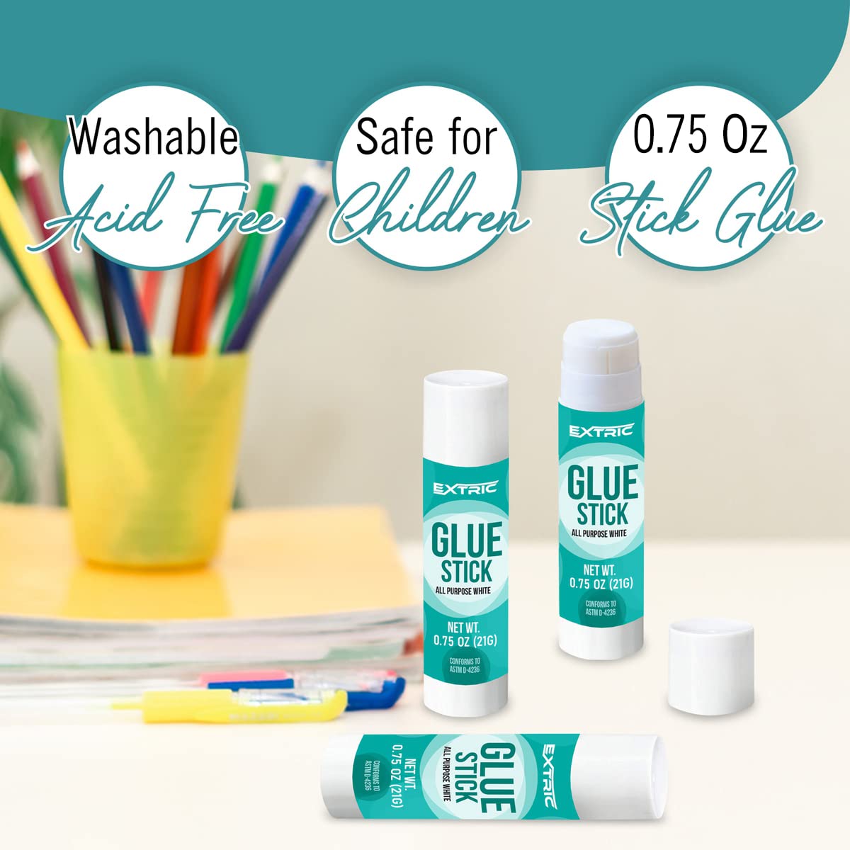 Glue Sticks Bulk Classroom, White Glue Sticks for Kids 24 Count, 0.75 Ounce, Washable All Purpose, for Kids, School and Home