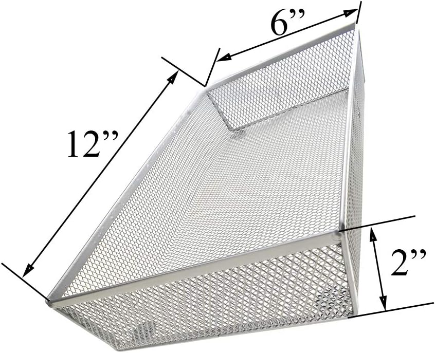 HAHIYO Stackable Mesh Tray Cup 12 x 6 x 2 inches Sturdy Container for Desk Drawer Organizer Collection for Home Office School kitchen Soft Foam Feet No Sharp Edges 1 Pack Silver