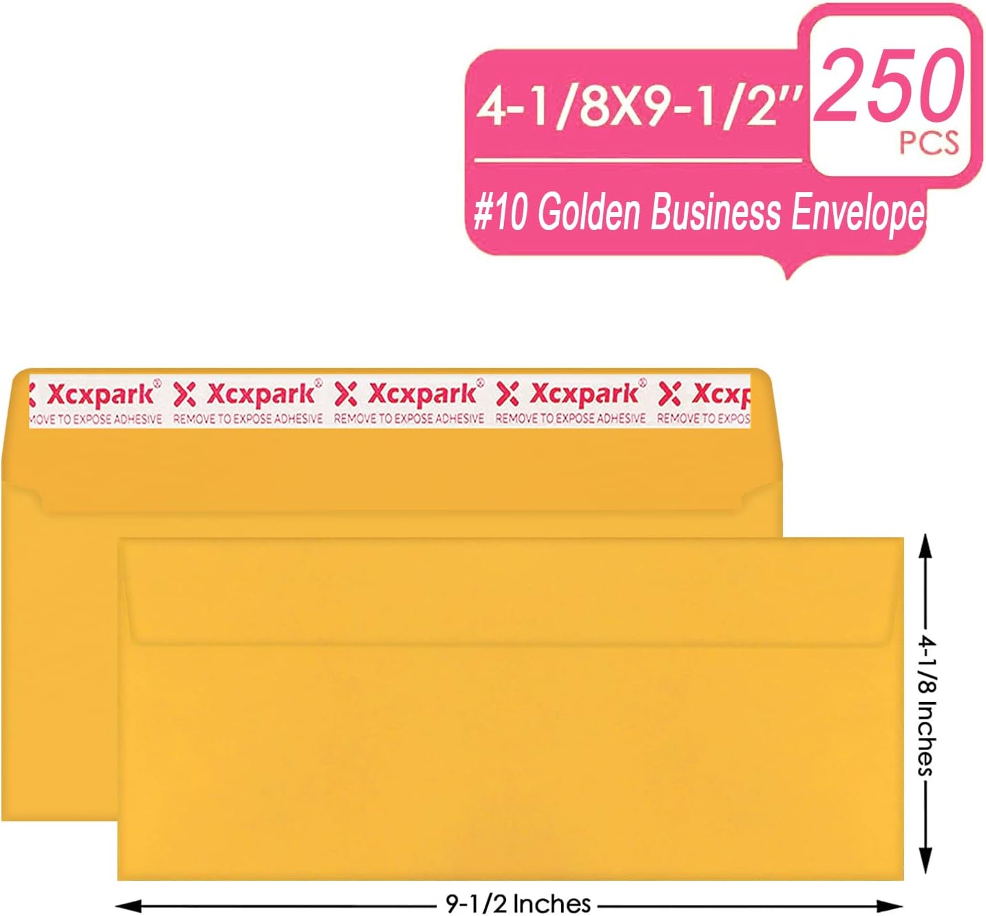 250 PCS #10 Golden Self Seal Kraft Security Envelopes - 4-1/8 x 9-1/2 Inches, Windowless, Invisible, Super Strong Quick Seal, Security Tint Pattern