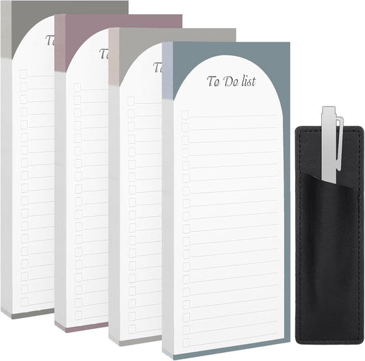 4 Pack Magnetic To Do List Refrigerator with Pen Holder, Totally 200 Sheets Magnetic Note Pad for Fridge Grocery List Magnet Pad for Fridge(Morandi Design)