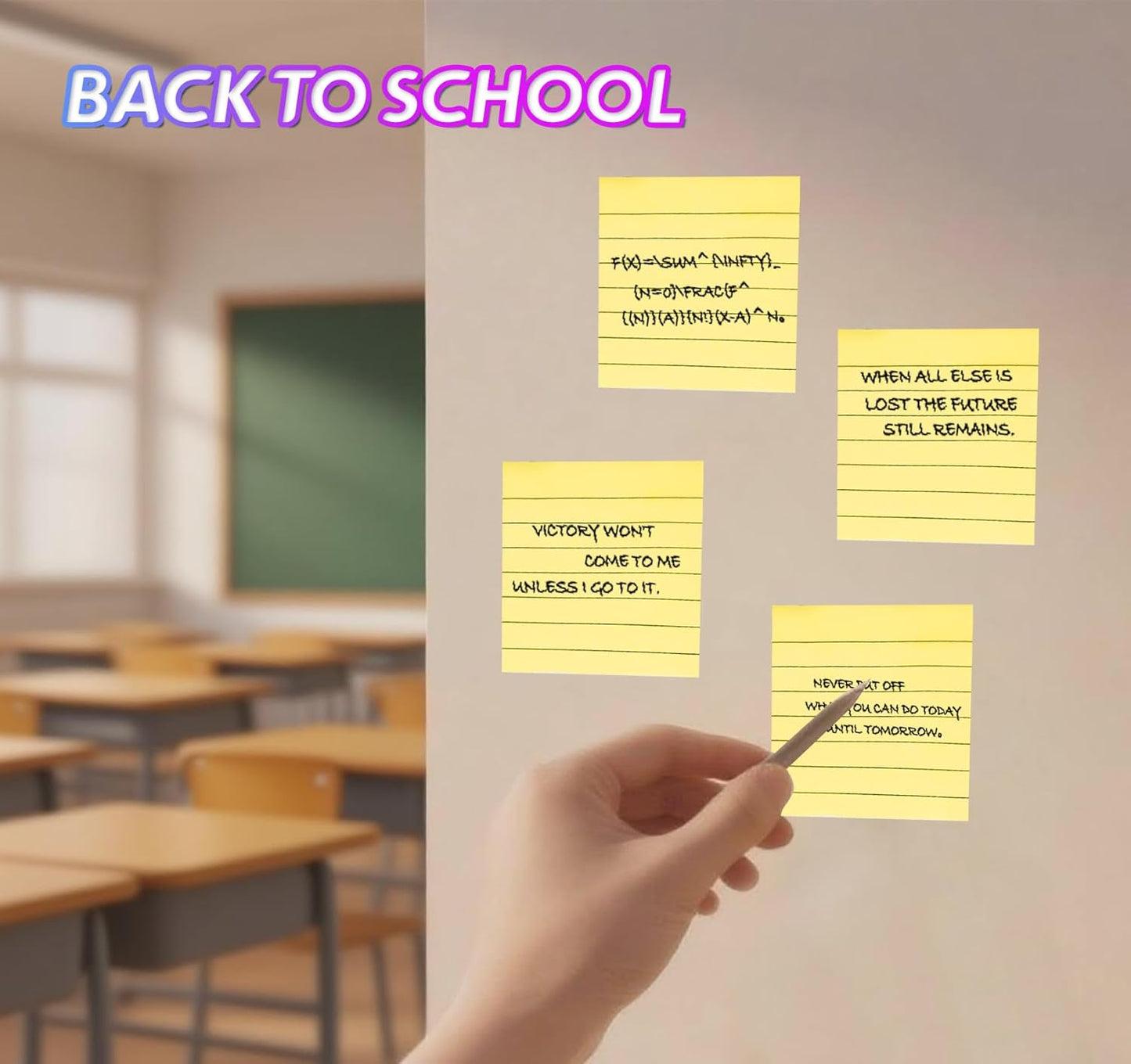 10 Pack Lined Sticky Notes 3x3 Inch 800 Sheets Yellow Self-Stick Note Pads, Sticky Notes with Lines Super Sticky Easy Remove for School Office Meeting