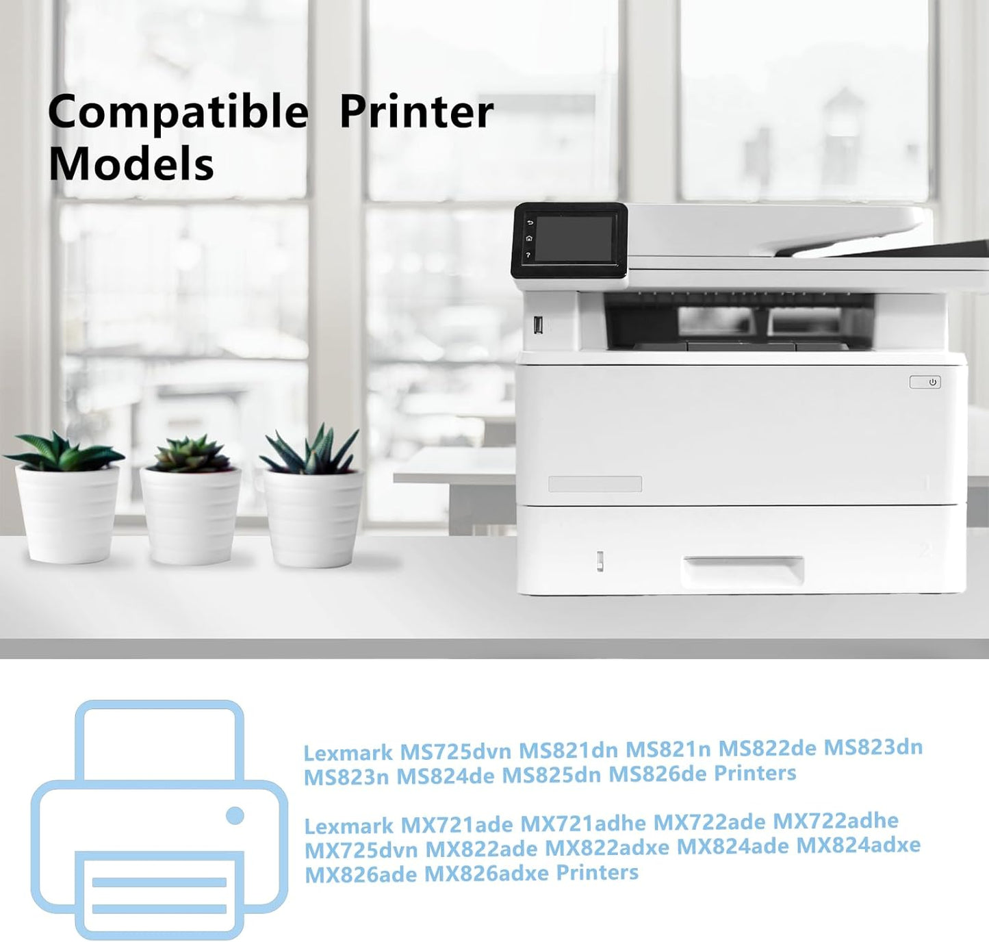 High Yield 58D1H00 Black Toner Cartridge Compatible with Lexmark 58D1H00 58D0HA0 58D0H0G 58D1H0E Toner Cartridge for MS725 MS821 MS822 MS823 MS824 MS825 MS826 MX721 MX722 MX725 MX822 MX824 Printer
