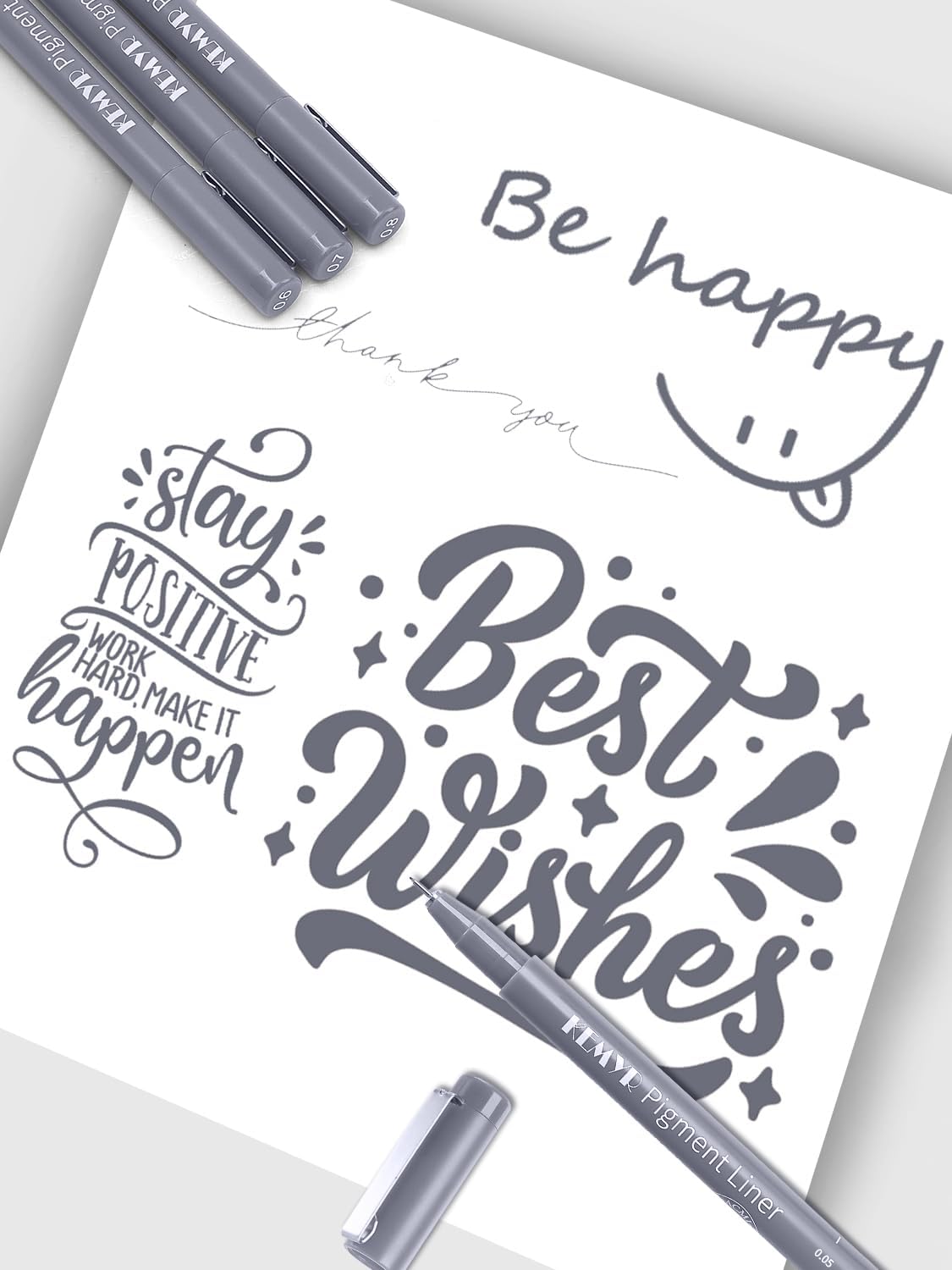 10 Micro Fine liner Drawing Art Pens Calligraphy Pens: 0.05mm-1.0mm Size Grey Art supplies Waterproof Archival Grey Ink Markers For Artists,Use for Professional Watercolor,Sketching