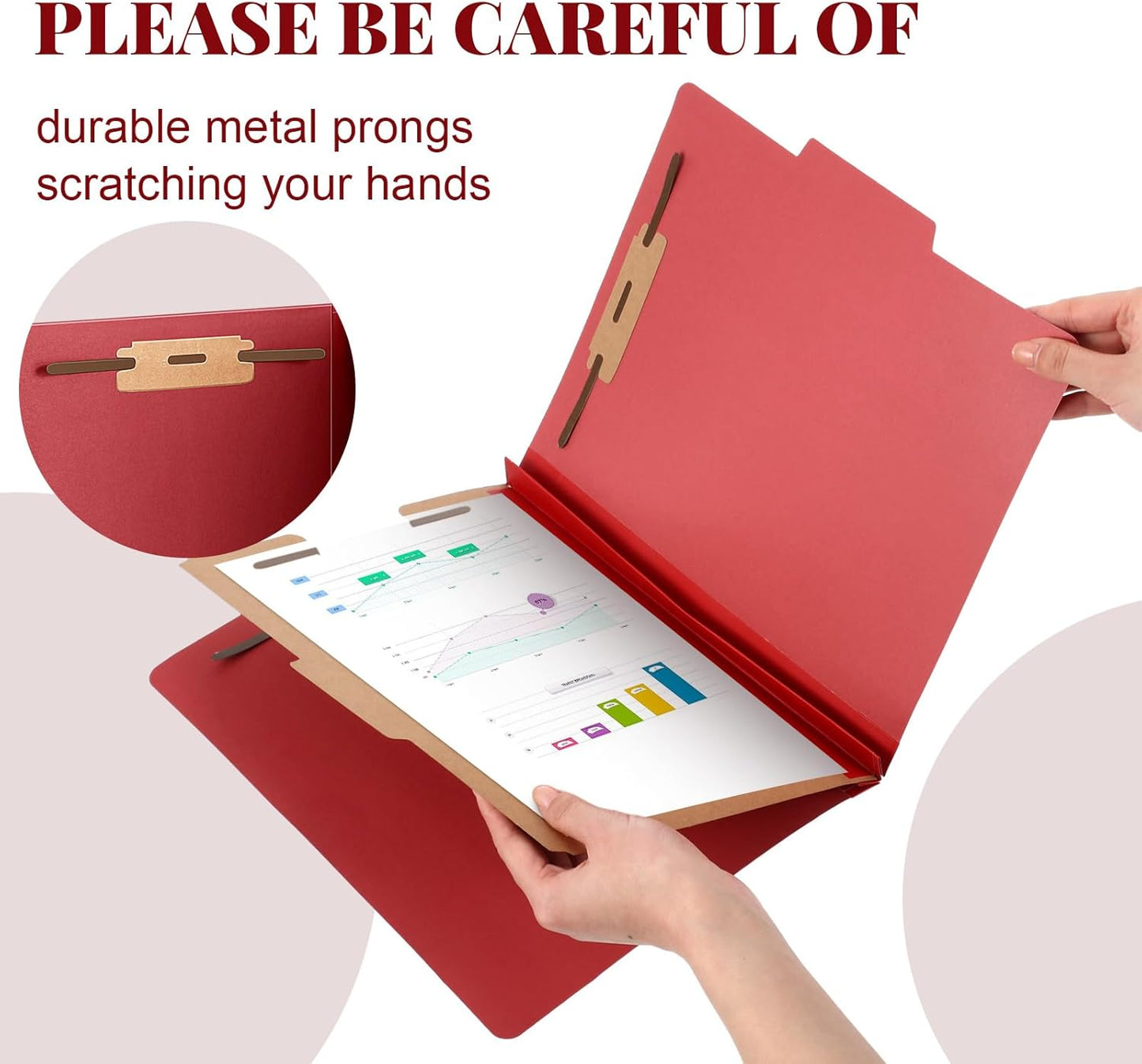 24 Pcs Classification Folders Letter Size, 1 Divider Pressboard File Folder with Fasteners, Expanding File Organizer Bulk for Teachers, Clergy, Office, Church, Christmas Donations (Red)