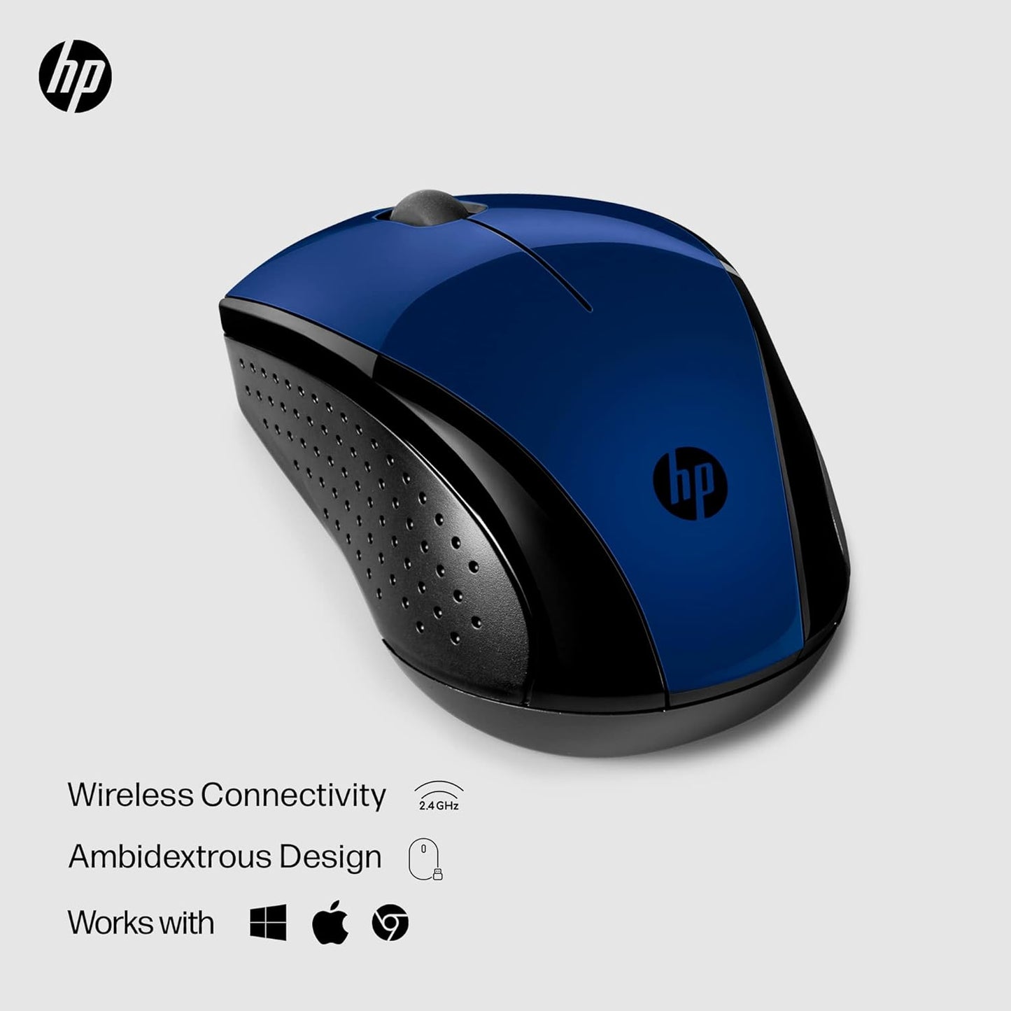 HP X3000 G3 Wireless Mouse - Blue, 15-Month Battery, Side Grips for Control, Travel-Friendly, Blue LED, Powerful 1600 DPI Optical Sensor, Compatible with Wins PC/Laptop, Mac, Chromebook (683N8AA#ABL)