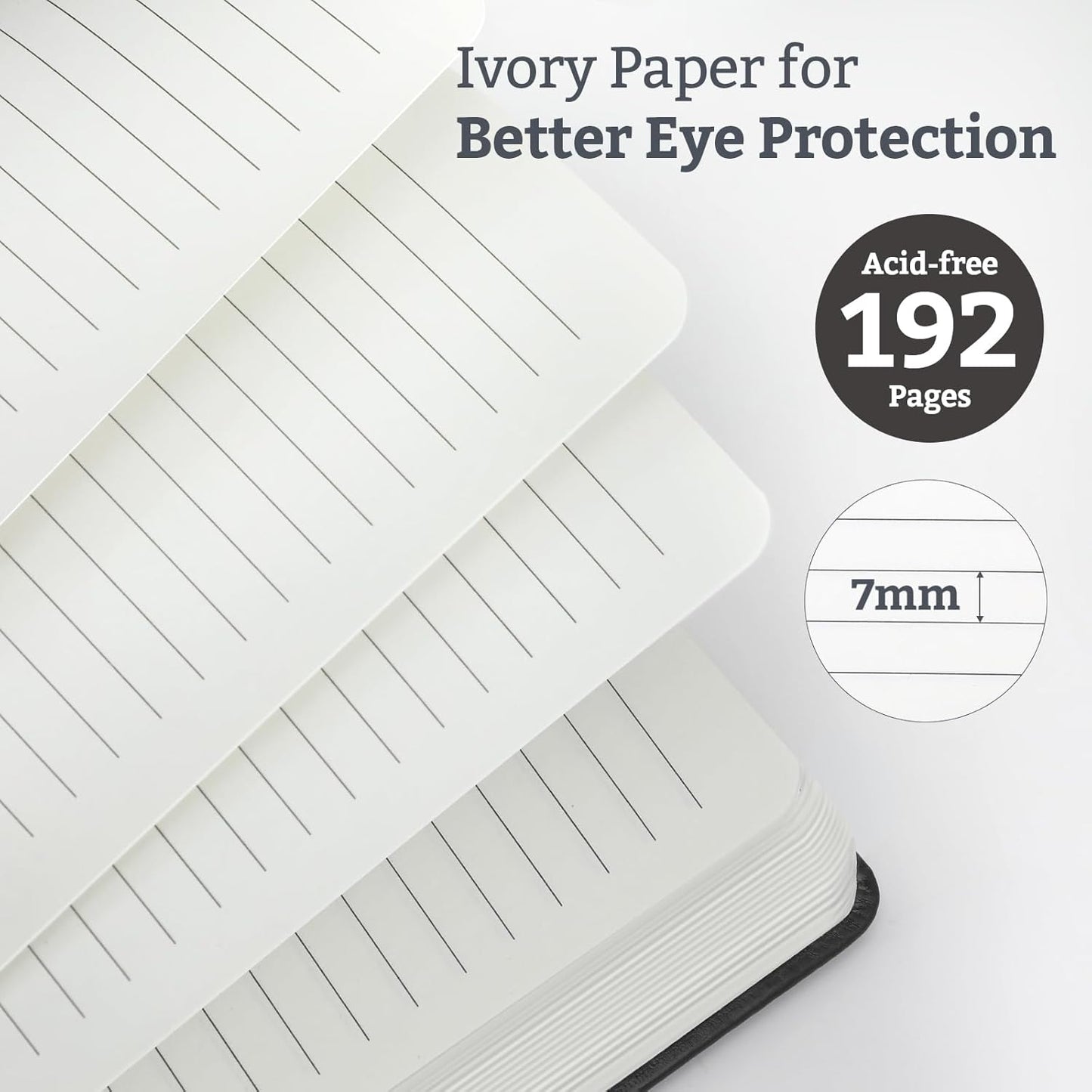 Hardcover Lined Bullet Dotted Journal Notebook, A5 140 192 Pages 100 120Gsm Paper College ruled for School,Work,Travel,and Daily Planning，5.7''*8.3'' (12, Black, A5 Lined)