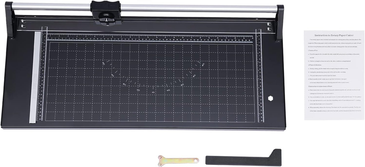 24 Inch Commercial Manual Precision Rotary Paper Trimmer Cutter,Heavy Duty,Smart Cut for Photo Paper, Film, Art Paper Jam, Office Paper, Thin Plastic Soft Board, PVC,Cutting Table 80x31.5cm