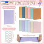 Jumbo Stretchable Book Covers 12PCS Reusable Fabric Book Covers with Label 9x11in Boho Pastel Protective Sleeve for Hardcover Book Textbook Cover for School Fits Most Book Sizes Up to 10x12.5in