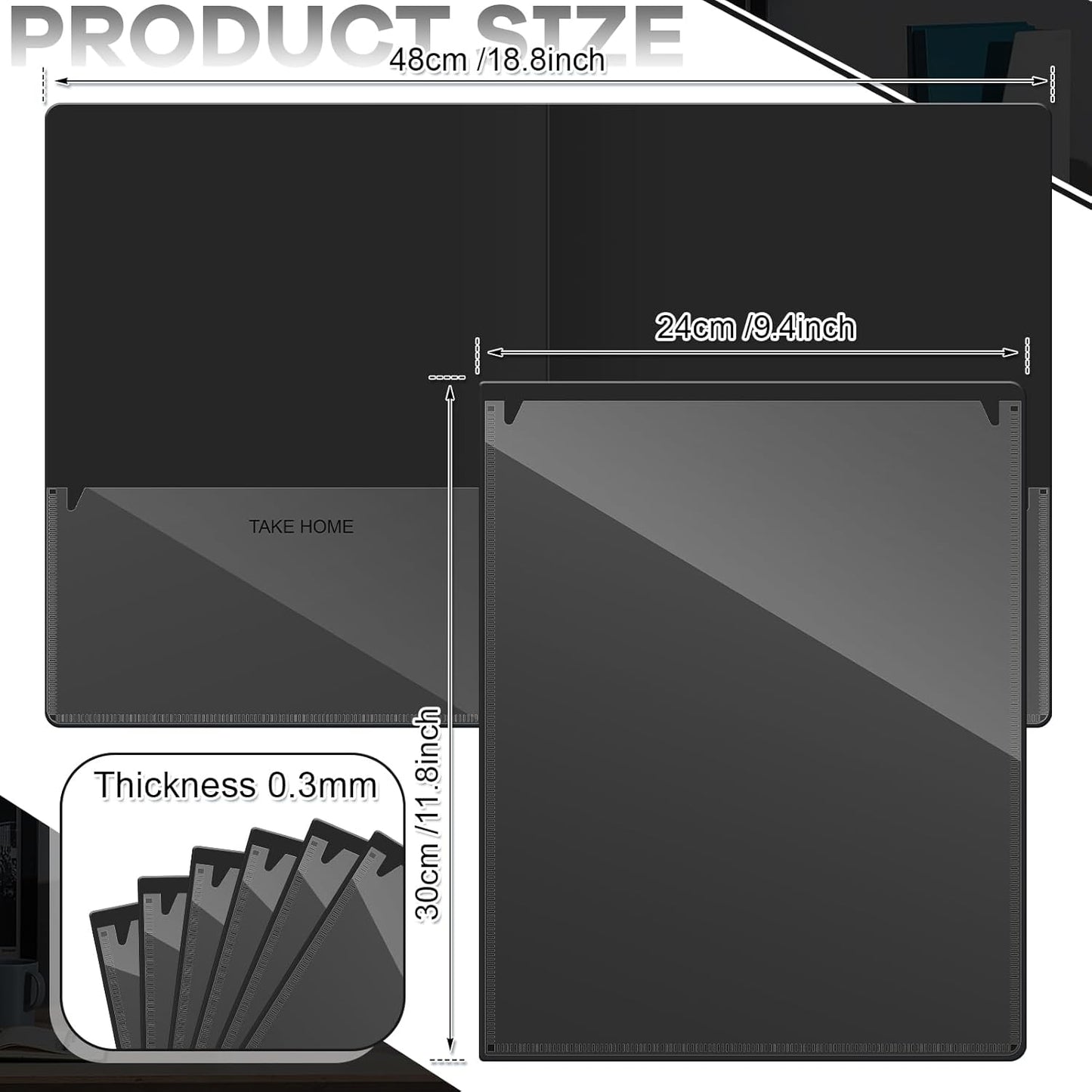 Henoyso 72 Pcs Plastic Take Home Folders with 2 Pockets Parent Teacher Classroom Communication Homework Folder for Students Parent Teacher Connect (Black)