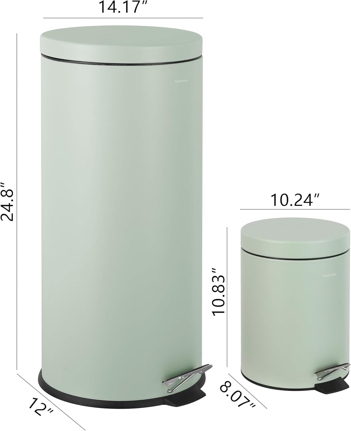 happimess HPM1000C Oscar 8-Gallon Step-Open Trash Can with Free Mini Trash Can, Modern, Fingerprint Proof for Home, Kitchen, Office, Large:7.9 Gallon Small:1.3 Gallon, Pistachio Gelato