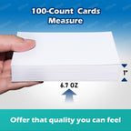 Blank Index Cards 3x5 Unlined Unruled Flash Note Cards 3" x 5", White, 100 Count, 200 GSM Heavy Weight