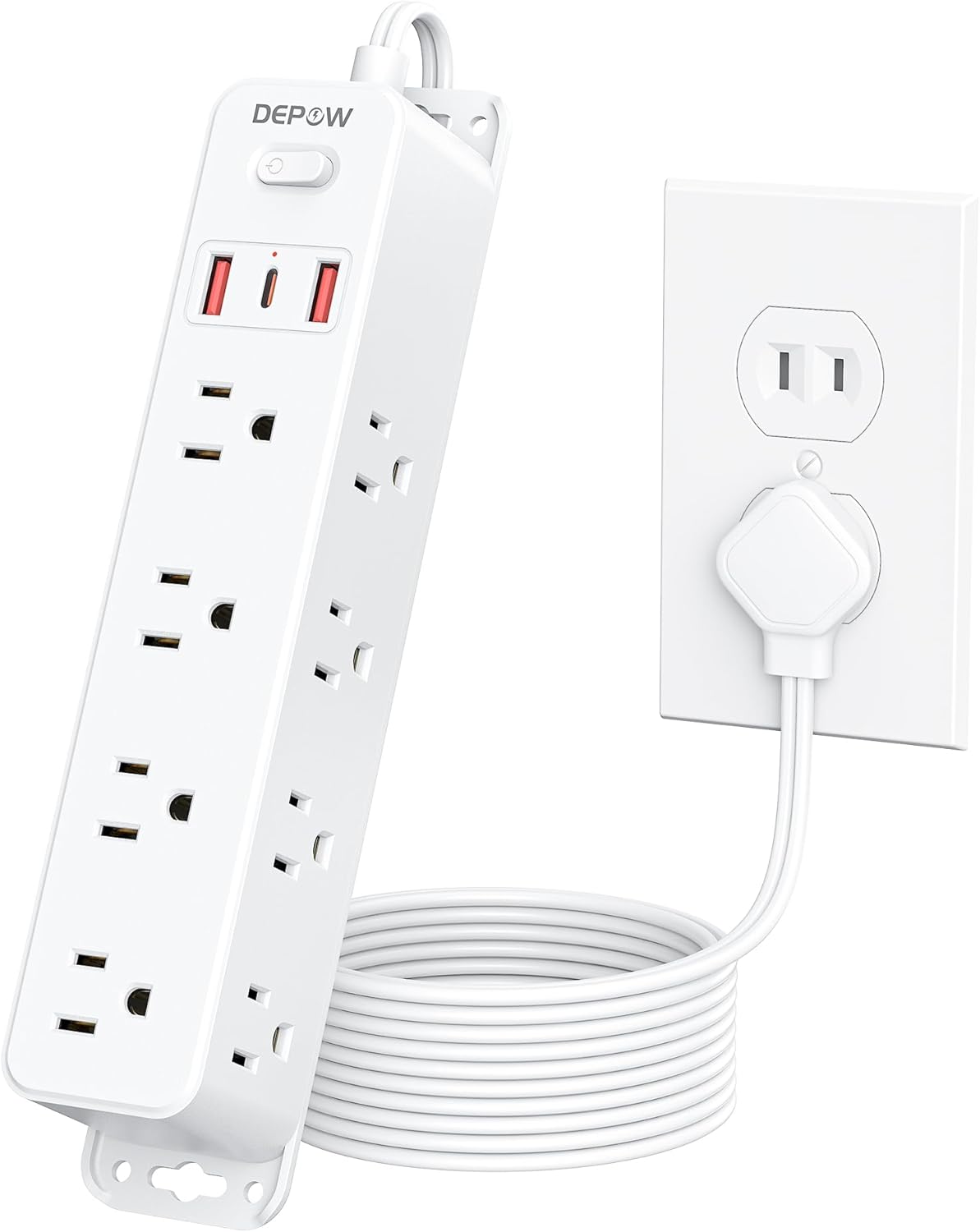 2 Prong Power Strip with 12 AC Outlets, 2 to 3 Prong Adapter, 3 USB Ports (1 USB C), 5FT Extension Cord, 1700J Two Prong Surge Protector, Wall Mountable, Ideal for Old House Non-Grounded Outlets