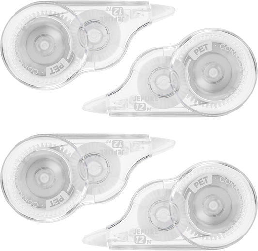 4 Pcs 39.4 Ft Correction Tape, Tear-Resistant Tape Bulk for School, Office, Note Taking, Journal (Tape Width 0.2 in, Clear)