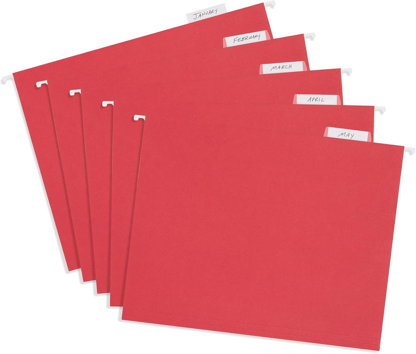 25 Blue Summit Supplies Red Hanging File Folders Letter Size – Durable 11pt Paper, Plastic Tabs and Inserts Included, Fits Standard Filing Cabinets and Desktop Organizers