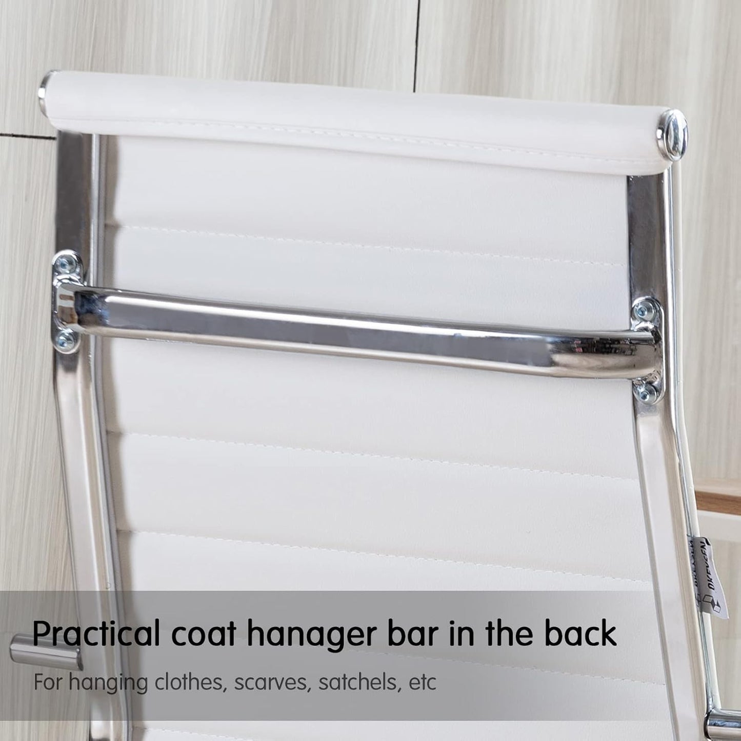 Home Office Chair Ribbed, Modern Leather Conference Room Chairs, Ergonomic Office Desk Chair, High Back Executive Computer Chair, Adjustable Swivel Chair with Arms (White)