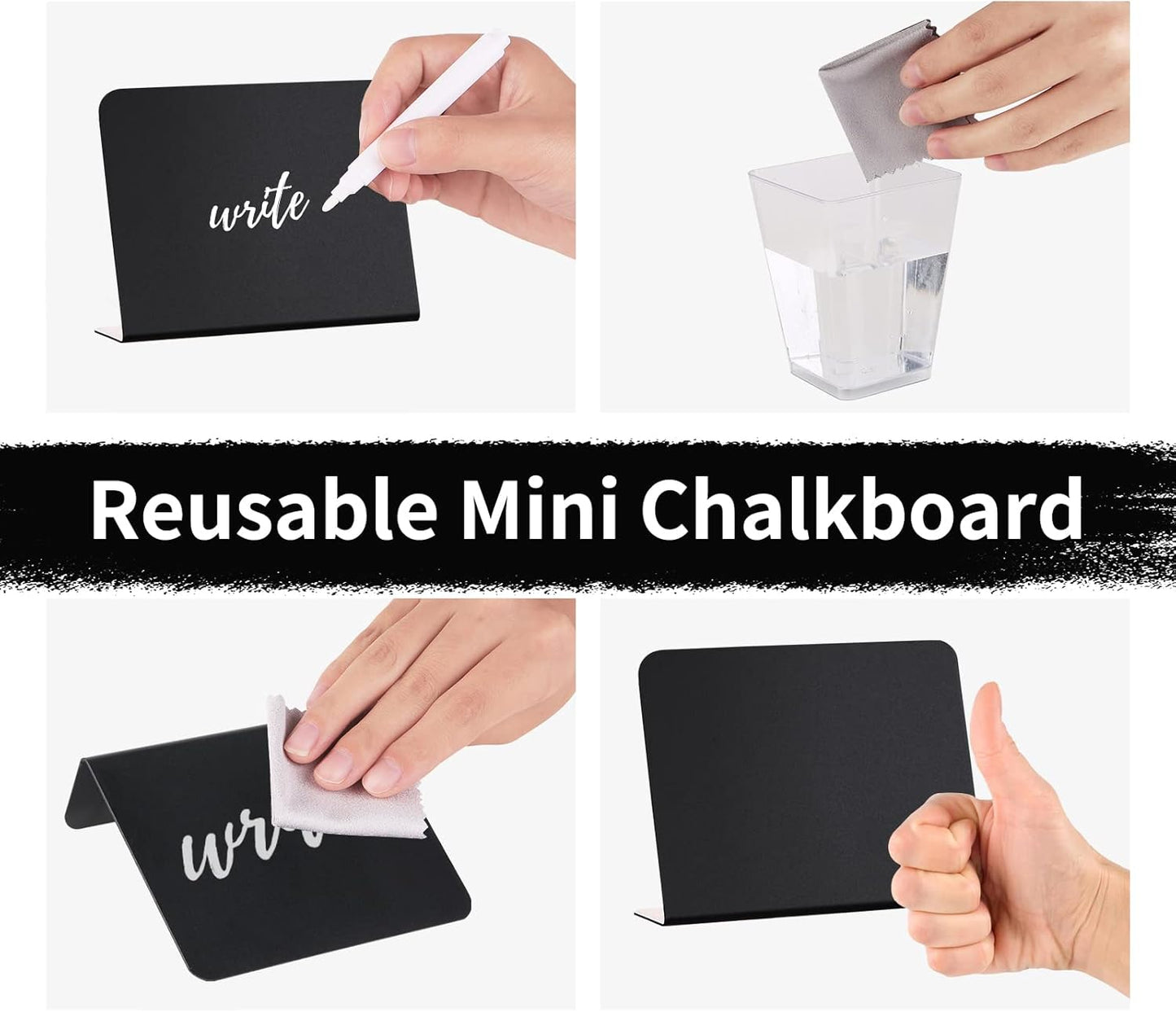 12 Pack Mini Chalkboard Signs - 4"x3" for Food, Party, Buffet, Wedding & Bakery