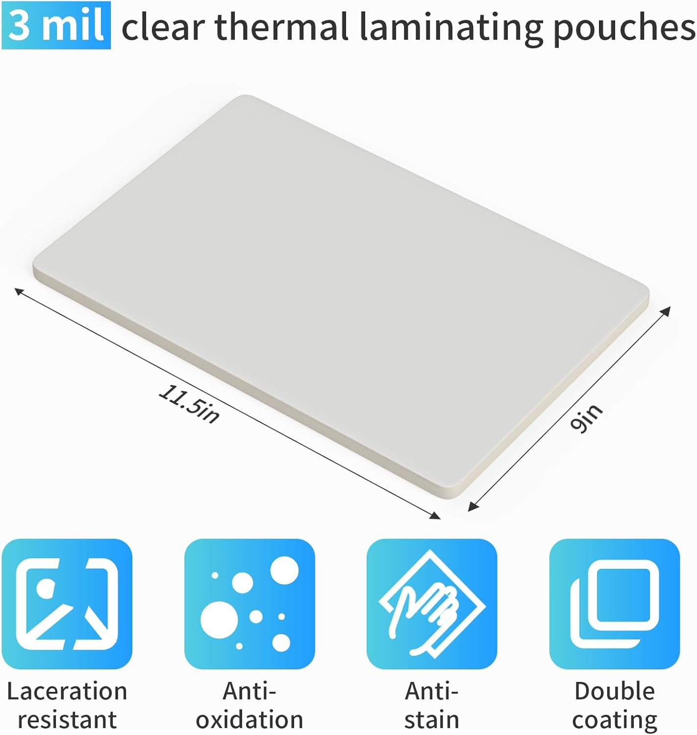 (3 Mil) 200 Pack Laminating Sheets, Thermal Laminating Pouches Holds 8.5 x 11 Inch, 3 Mil Clear Laminator Paper 9 x 11.5 Inch, Letter Size, for Education,Documents, Certificate
