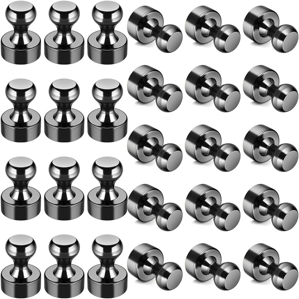 Grtard 24 Pack Magnetic Push Pins, Fridge Magnets for Whiteboard, Whiteboard Magnets Refrigerator Magnets, Small and Strong Push Pin Magnet for Office, School, Locker, and Map Magnet