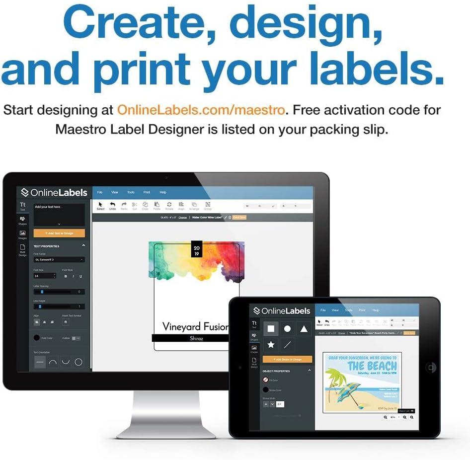 4 x 2.5 Rectangle Labels - Permanent, White Matte - Address, Shipping, Mailing, Gift Labels - Pack of 2,000 Labels, 250 Sheets - Inkjet/Laser Printers - Online Labels