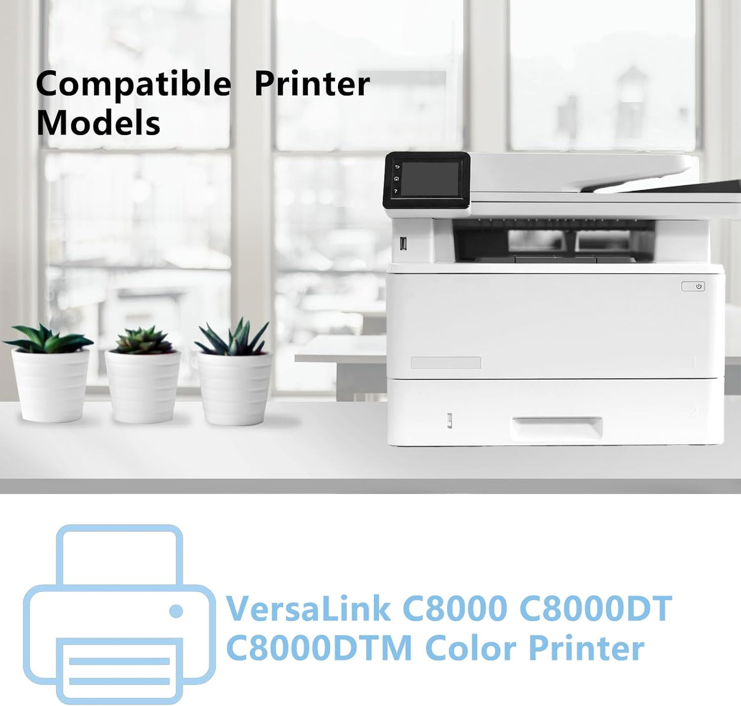 High Yield Versalink C8000 Toner Cartridges Replacement for Xerox 106R04049 106R04046 106R04047 106R04048 Compatible for Xerox Versalink C8000 C8000DT C8000DTM Printer (4-Pack)