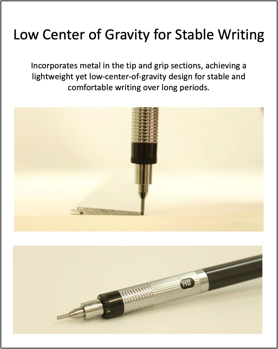 Graphlet Mechanical Drafting Pencil + Ain HB/B/2B leads, original Black slim pen case (0.5mm)