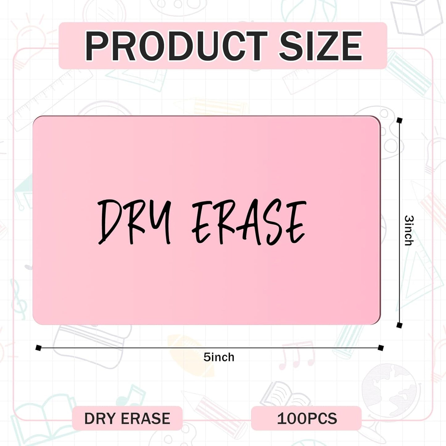 Harloon 100 Pcs Dry Erase Index Cards 3 x 5 Inch Laminated Reusable Dry Erase Note Cards Sheets for Office to Do List (Candy Color)