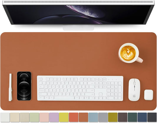 HOMIEAZICOZI Leather Desk Mat - Non-Slip PU Pad for Office and Home Organization Accessories Ideal Large Mouse Mats on Top of Desks (Brown,31.5''x 15.7'') (DPD-Br-M)