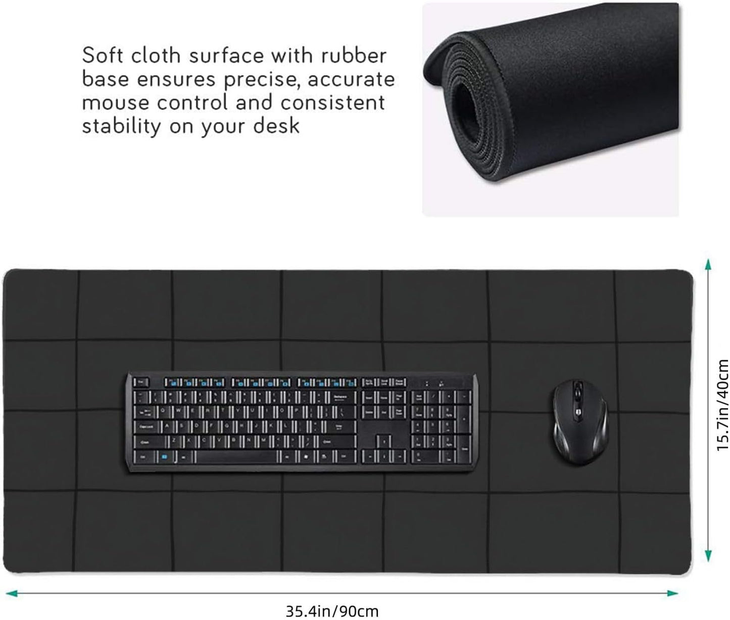 35.4 x 15.7 in, Waterproof XXL Large Mouse Pad for Desk, Extended Keyboard Mouse Mat for Computer Office, Big Laptop Mouse pad, Gaming Pc-Grid Grey Background