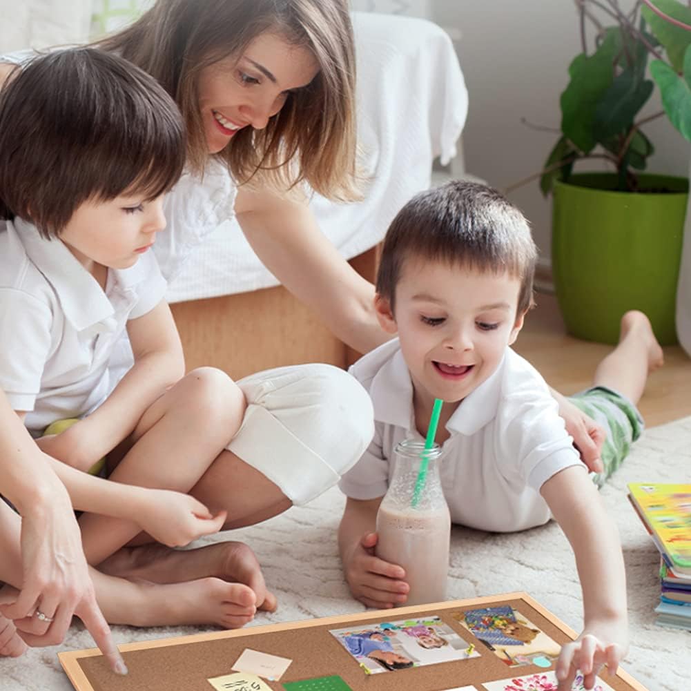 16” x 24” Cork Boards for Walls with Wooden Frame 1pack, Double Sided Office Board for Wall Organizer, Bulletins Board Decorative Hanging Pin Board for School, Home & Office, Notice Board Memo Board