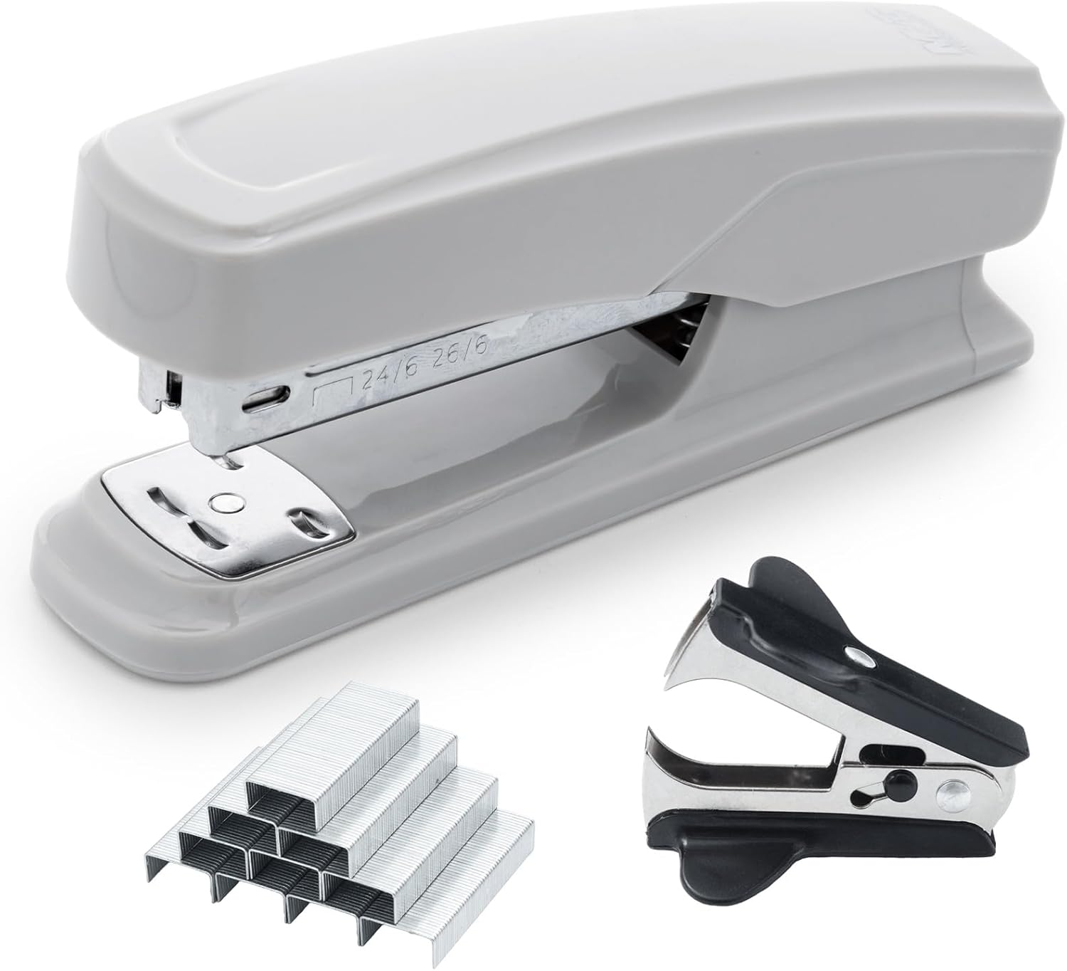 M&G Desktop Stapler with 25 Sheet Capacity, Two Binding Modes, Basic Stapler Set with 1000 Staples and Remover, Durable Staplers for Office School Home (Grey)