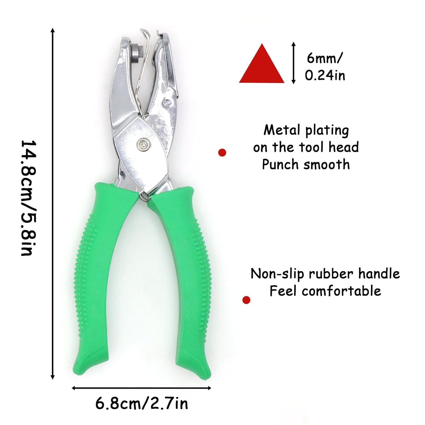 Handheld Triangle Hole Punch, 1/4 Inch Hole Size, Craft Paper Puncher, Single Pack, Ideal for DIY Projects and Office Use