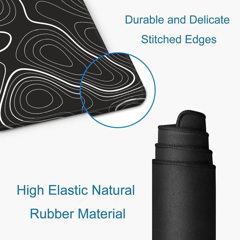 Hokafenle Large Gaming Mouse Pad, XL Extended Desk Keyboard Mouse Mat with Stitched Edge, Black Line Non-Slip Computer Mousepad for Office Laptop, 31.5x11.8inch