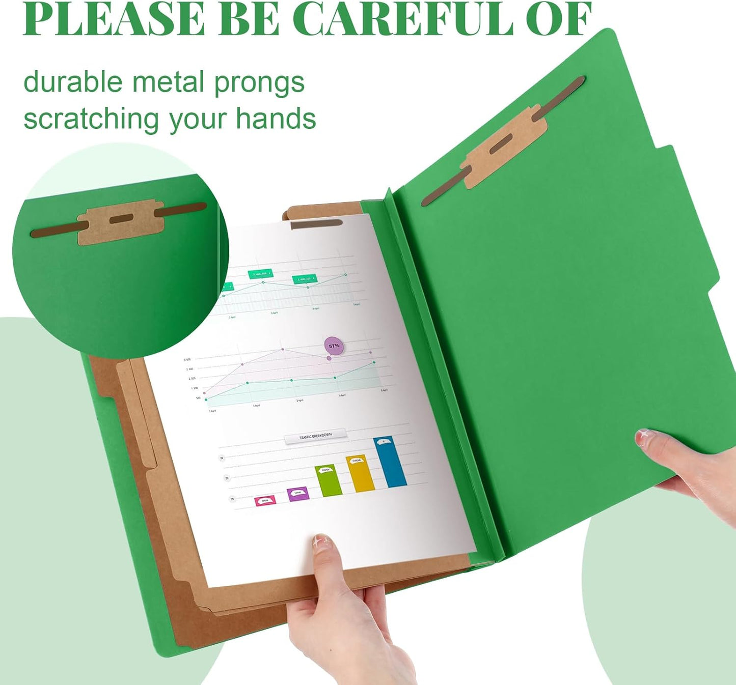 24 Pcs Classification Folders Letter Size, 3 Divider Pressboard File Folder with Fasteners, Expanding File Organizer Bulk for Teachers, Clergy, Office, Church, Christmas Donations (Green)