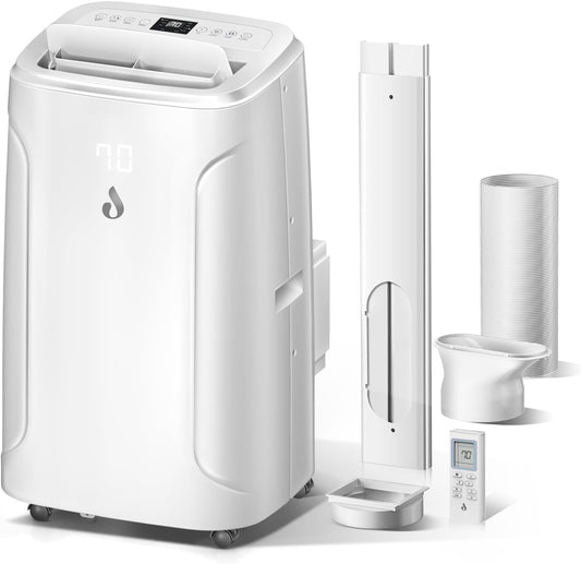 12,000 BTU Portable Air Conditioners Cools up to 550 Sq.Ft 4-in-1 Poratble Ac Units for Room with Cooling Dehumidifier Fan Sleep Mode 24h Timer Remote Control and Window Installation Kit Included