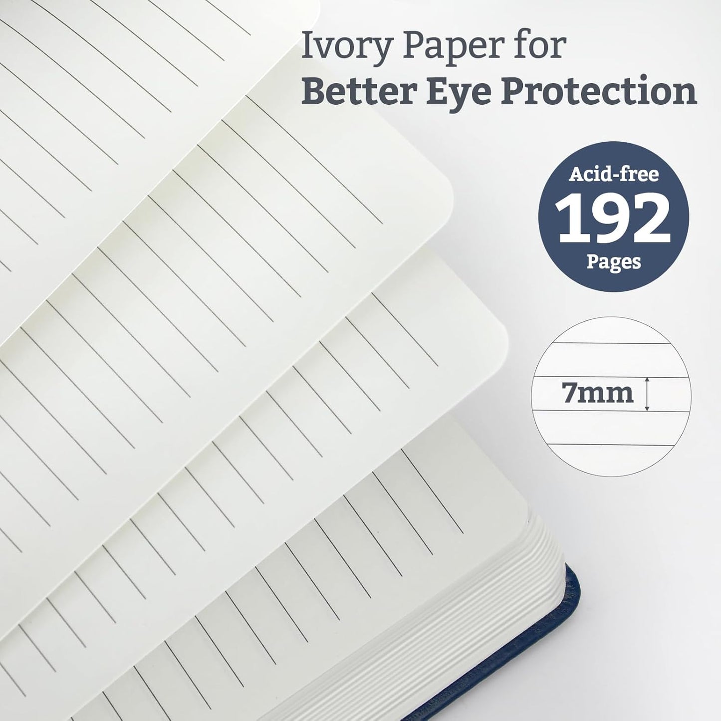 Hardcover Lined Bullet Dotted Journal Notebook, A5 140 192 Pages 100 120Gsm Paper College ruled for School,Work,Travel,and Daily Planning，5.7''*8.3'' (1, Navy, A5 Lined)