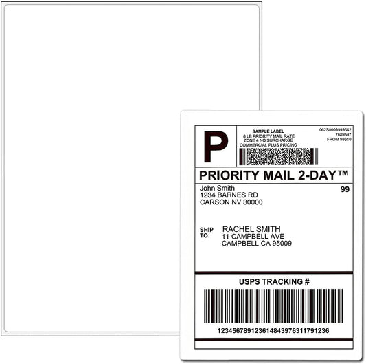 Full Sheet Sticker Paper for Laser & Ink Jet Printers, 8.5" x 11" Full Sheet Address Shipping Label, 1000 Sheets 1000 Labels