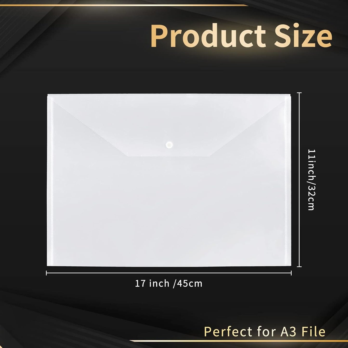 10 Pieces 11x17 inch Tabloid Size Document Folder Organizers with Snap Closure Clear Snap Closure File Folder Folder Poly Oversized Envelope File Folder Closure Plastic Folders for Office School Home