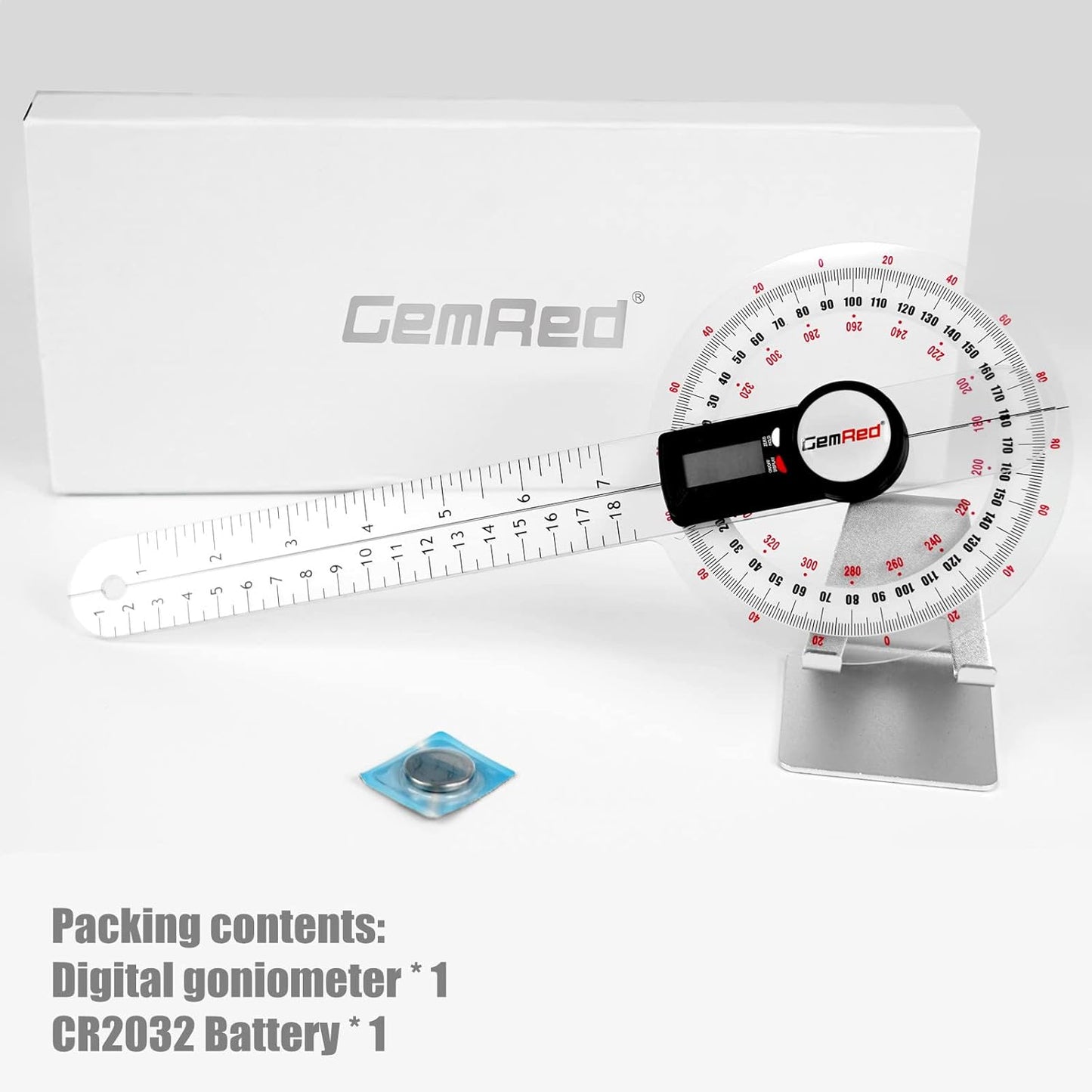GemRed 12" Digital Goniometer for Joint Range of Motion ROM Measurement(GR311 New Version)