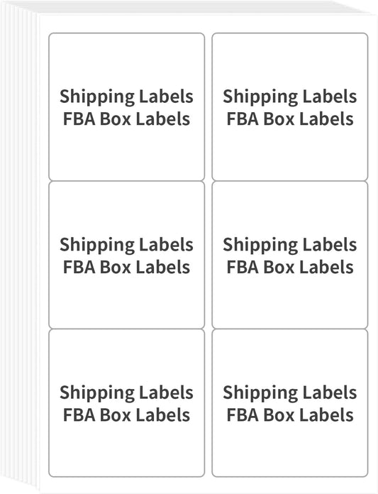 FungLam Printable Sticker Paper, 3-1/3" x 4" Shipping Address Labels 3000 Blank Mailing Labels for Laser & Inkjet Printers, 6 per Page Label Stickers, 500 Sheets