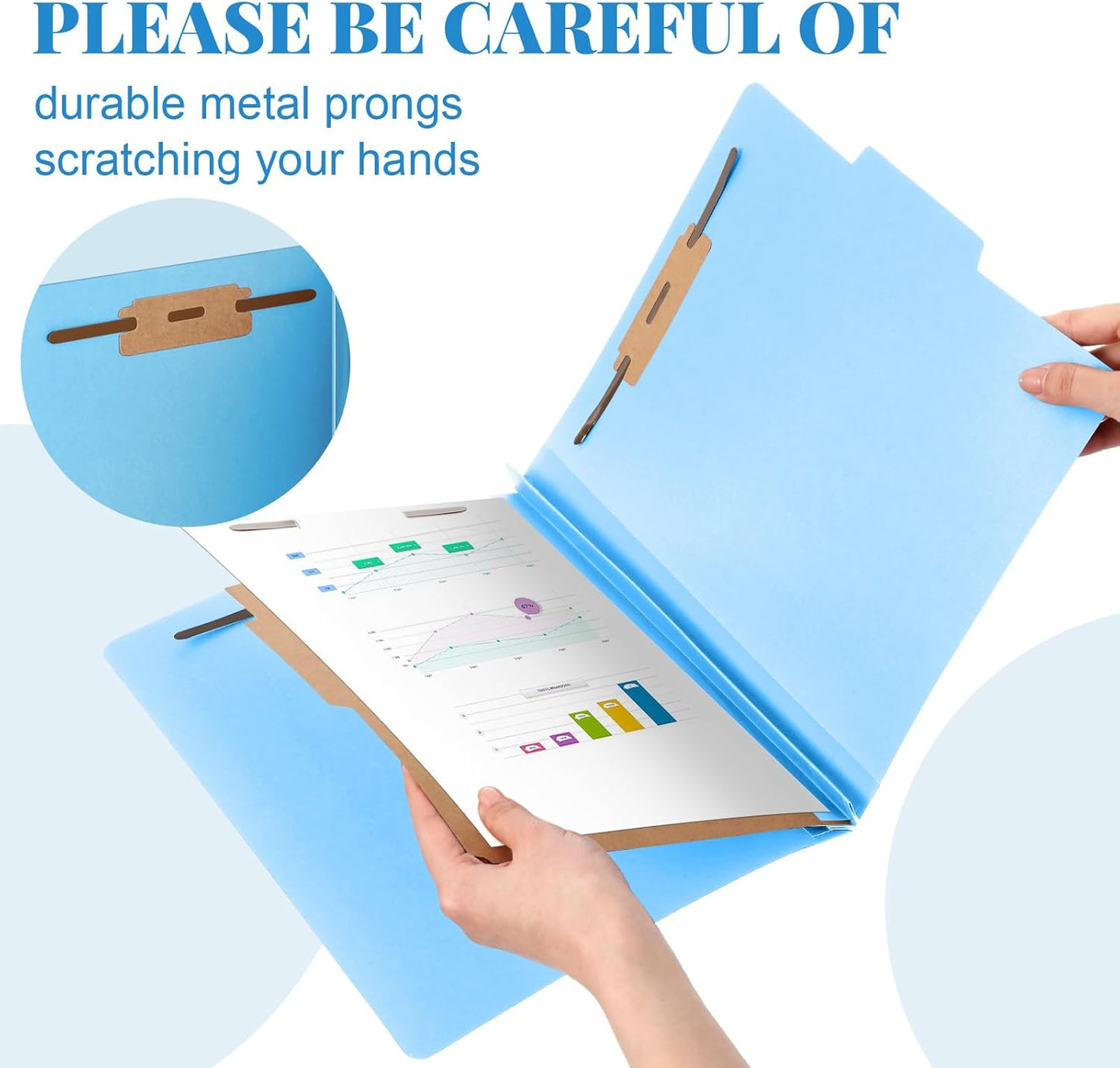 24 Pcs Classification Folders Letter Size, 1 Divider Pressboard File Folder with Fasteners, Expanding File Organizer Bulk for Teachers, Clergy, Office, Church, Christmas Donations (Blue)