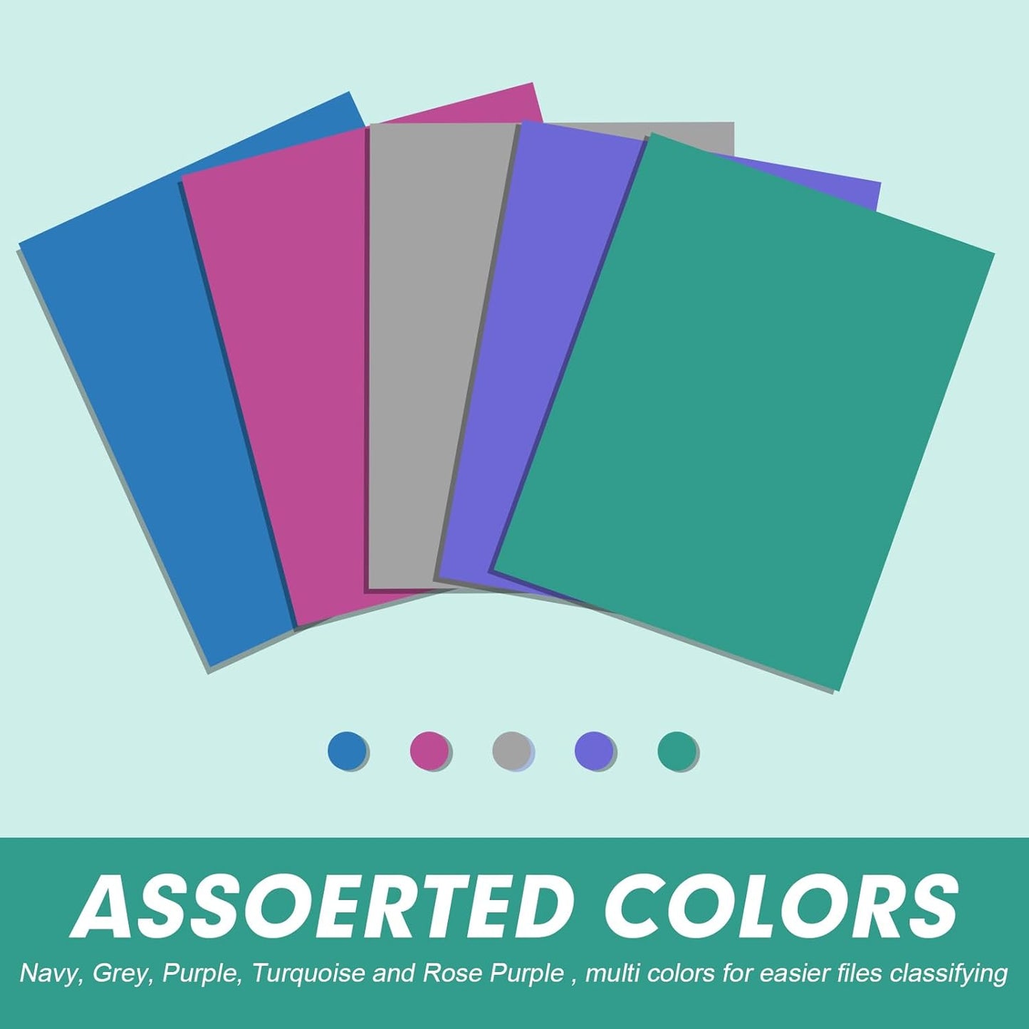 30 Pack 2 Pocket Folders - Letter Size, Assorted 5 Colors